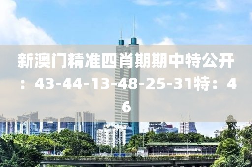 新澳门精准四肖期期中特公开：43-44-13-48-25-31特：46