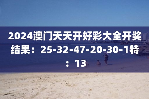2024澳门天天开好彩大全开奖结果：25-32-47-20-30-1特：13