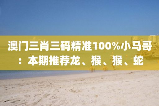 澳门三肖三码精准100%小马哥：本期推荐龙、猴、猴、蛇