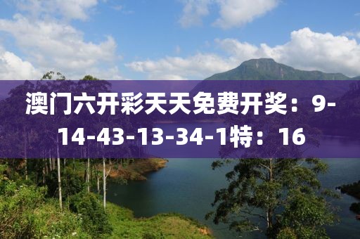 澳门六开彩天天免费开奖:9-14-43-13-34-1特:16