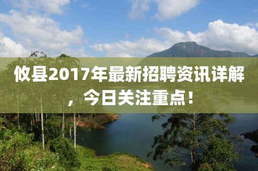 攸县2017年最新招聘资讯详解，今日关注重点！