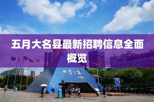 五月大名县最新招聘信息全面概览