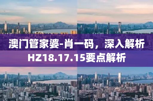 澳门管家婆-肖一码，深入解析HZ18.17.15要点解析