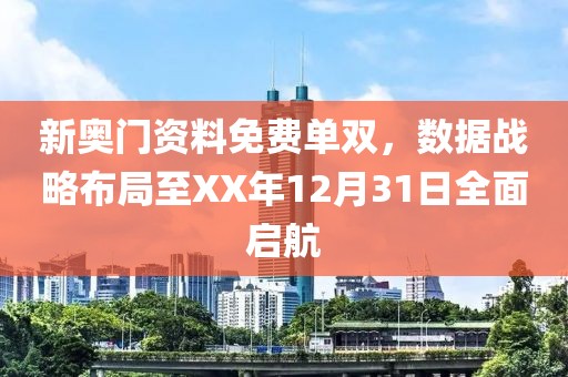 新奥门资料免费单双，数据战略布局至XX年12月31日全面启航