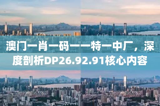 澳门一肖一码一一特一中厂，深度剖析DP26.92.91核心内容