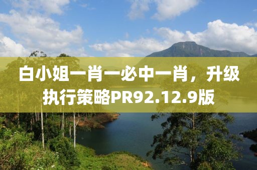 白小姐一肖一必中一肖，升级执行策略PR92.12.9版