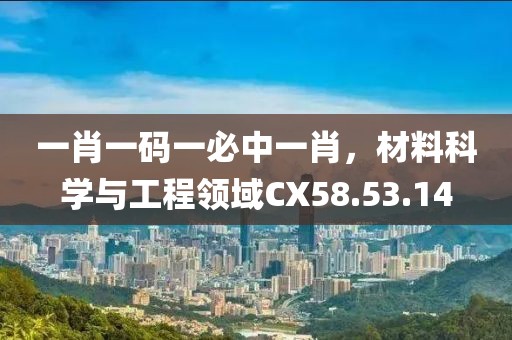 一肖一码一必中一肖，材料科学与工程领域CX58.53.14