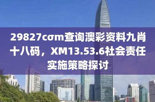 29827cσm查询澳彩资料九肖十八码，XM13.53.6社会责任实施策略探讨