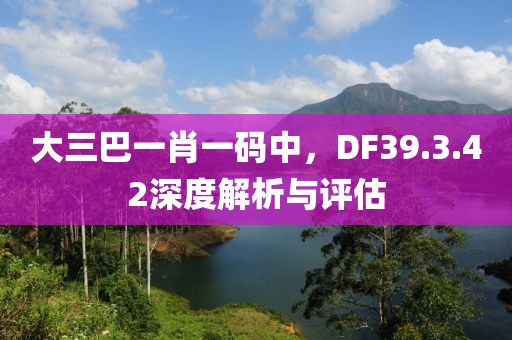大三巴一肖一码中，DF39.3.42深度解析与评估